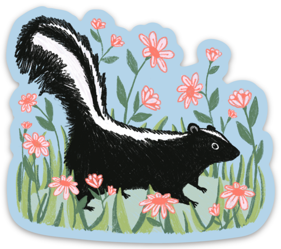 Vinyl Sticker: Skunk in the Grass