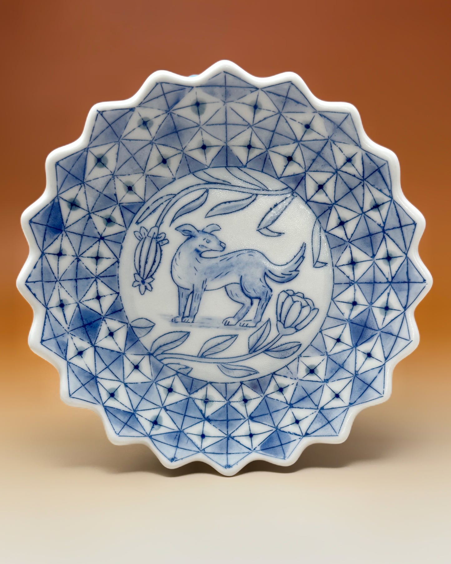 30_Blue & White Dog Plate