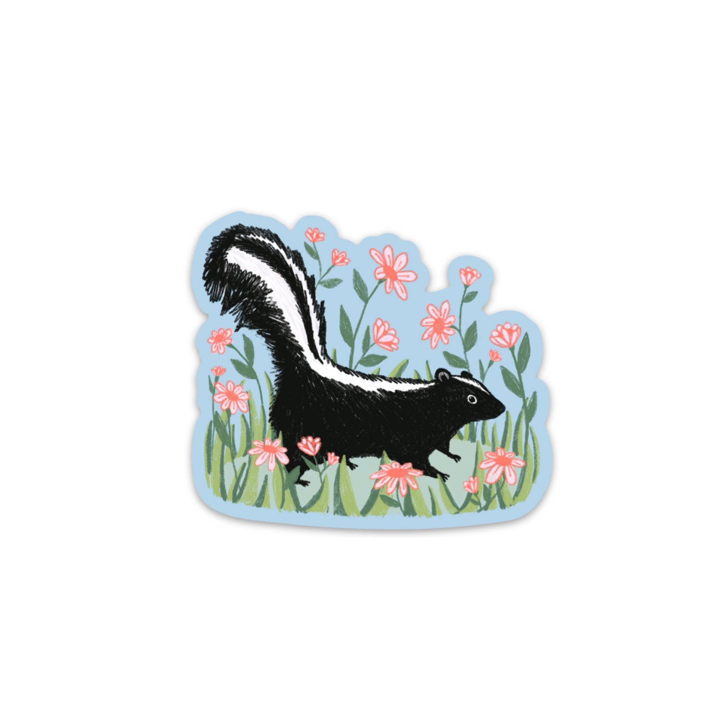 Vinyl Sticker: Skunk in the Grass