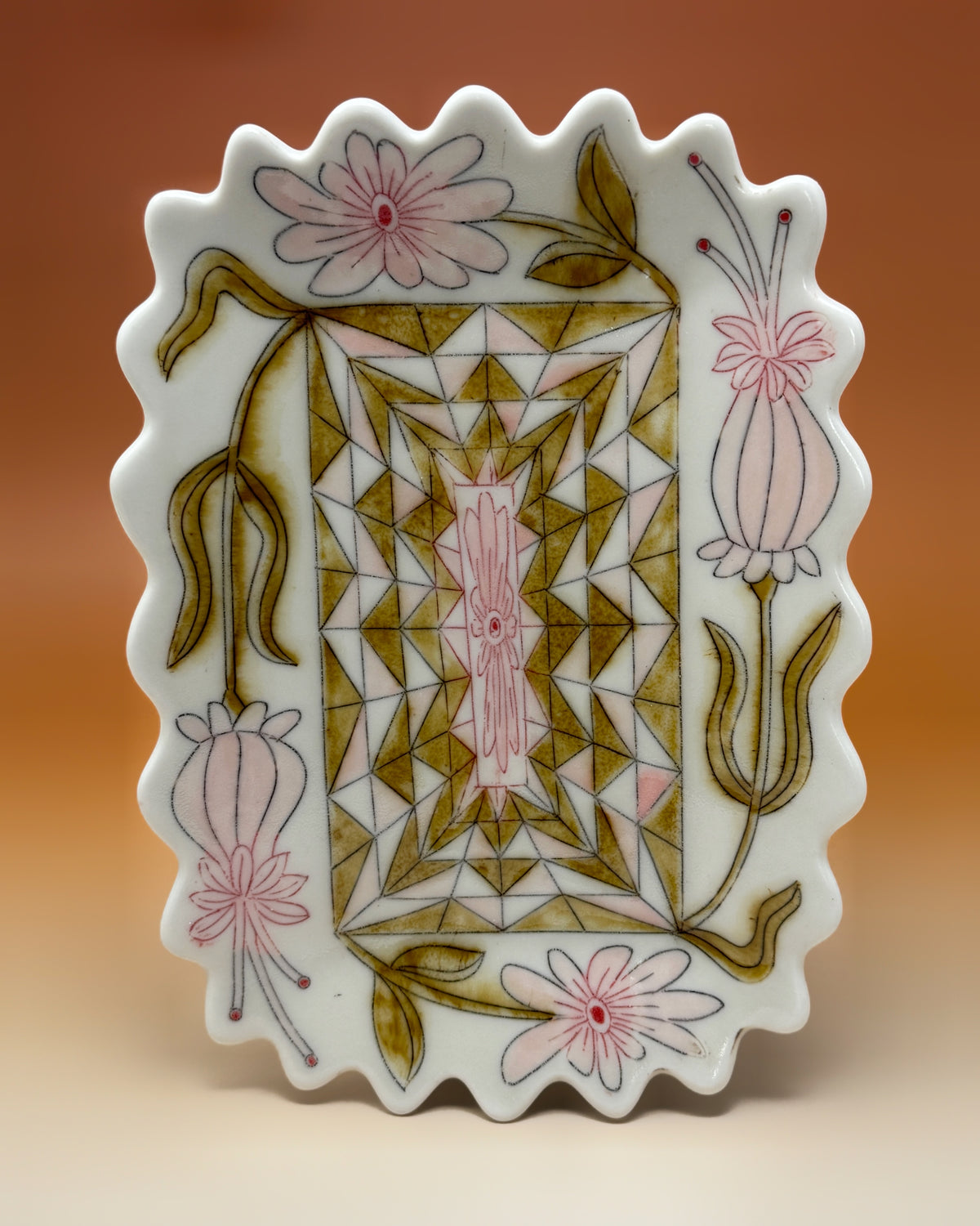 36_Floral Rectangular Plate 9"x6"