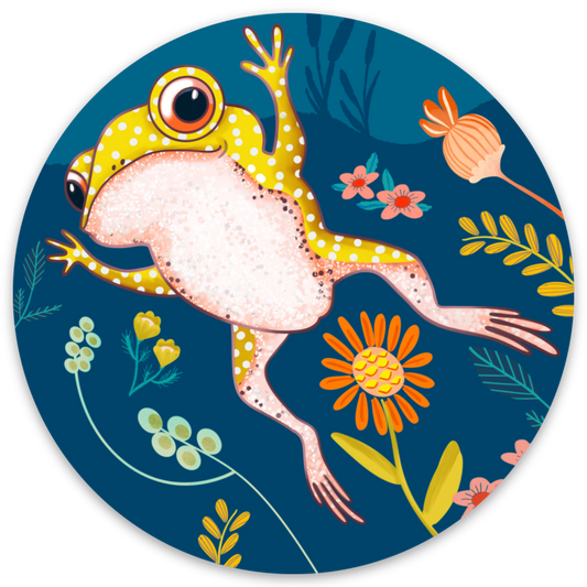 Vinyl Sticker: Flower Frog