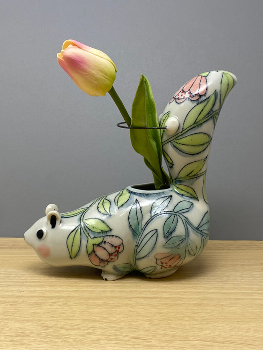 27_ Squirrel Vase with Floral Decoration
