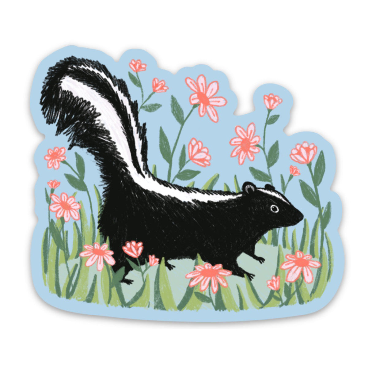 Vinyl Sticker: Skunk in the Grass
