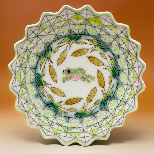 34_Frog & Cattails Snack Plate 6.8" diameter