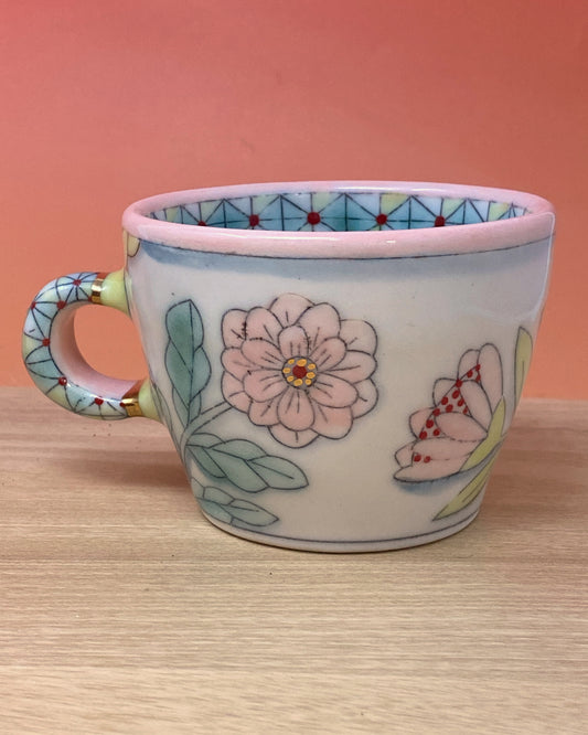 10_9oz Cup: Sparkle Floral