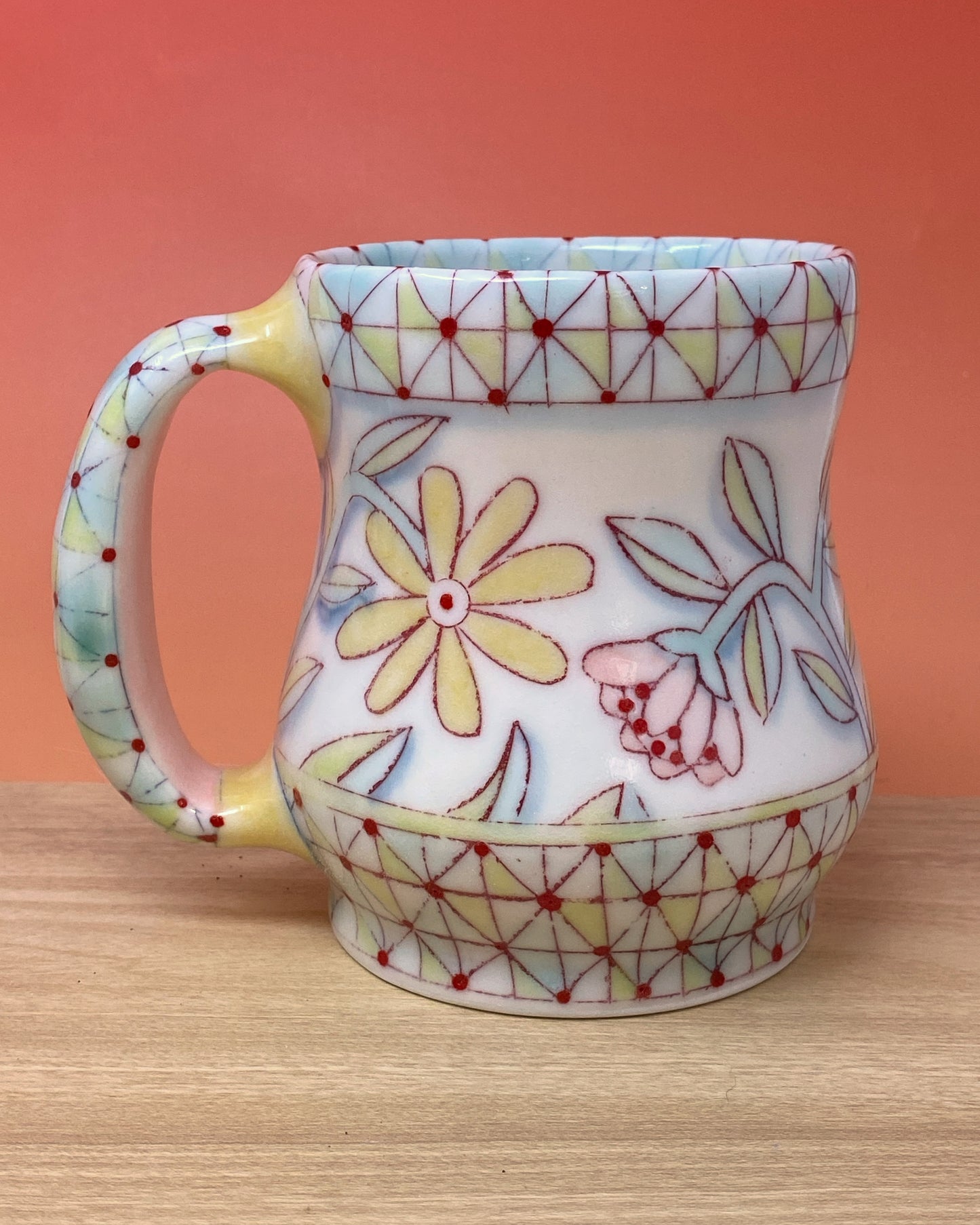 11_15oz Mug: Floral with Dots