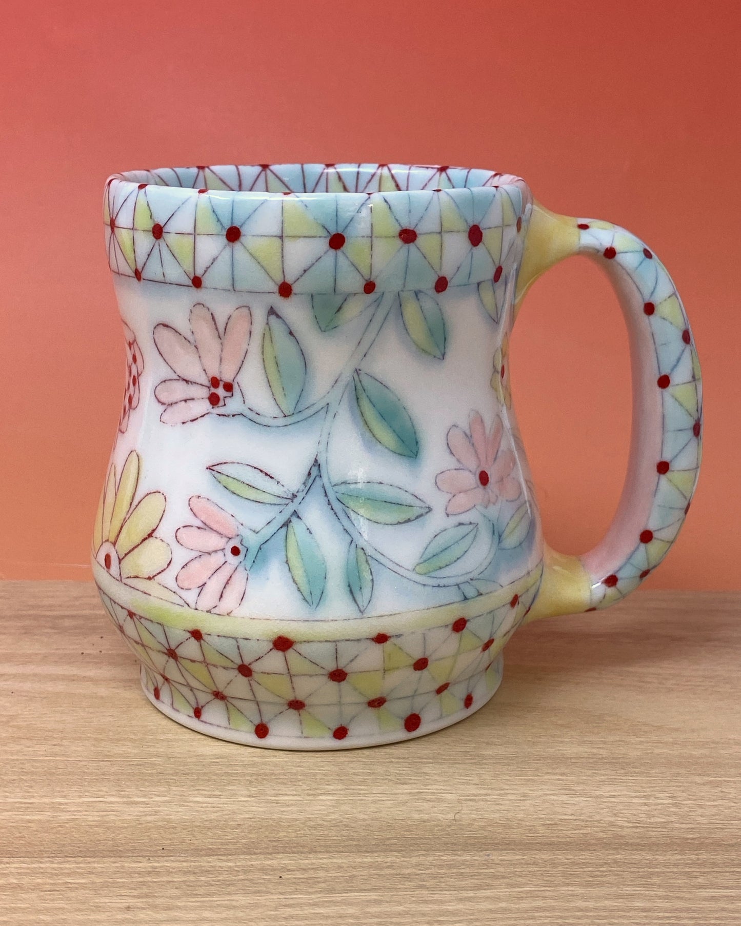 11_15oz Mug: Floral with Dots