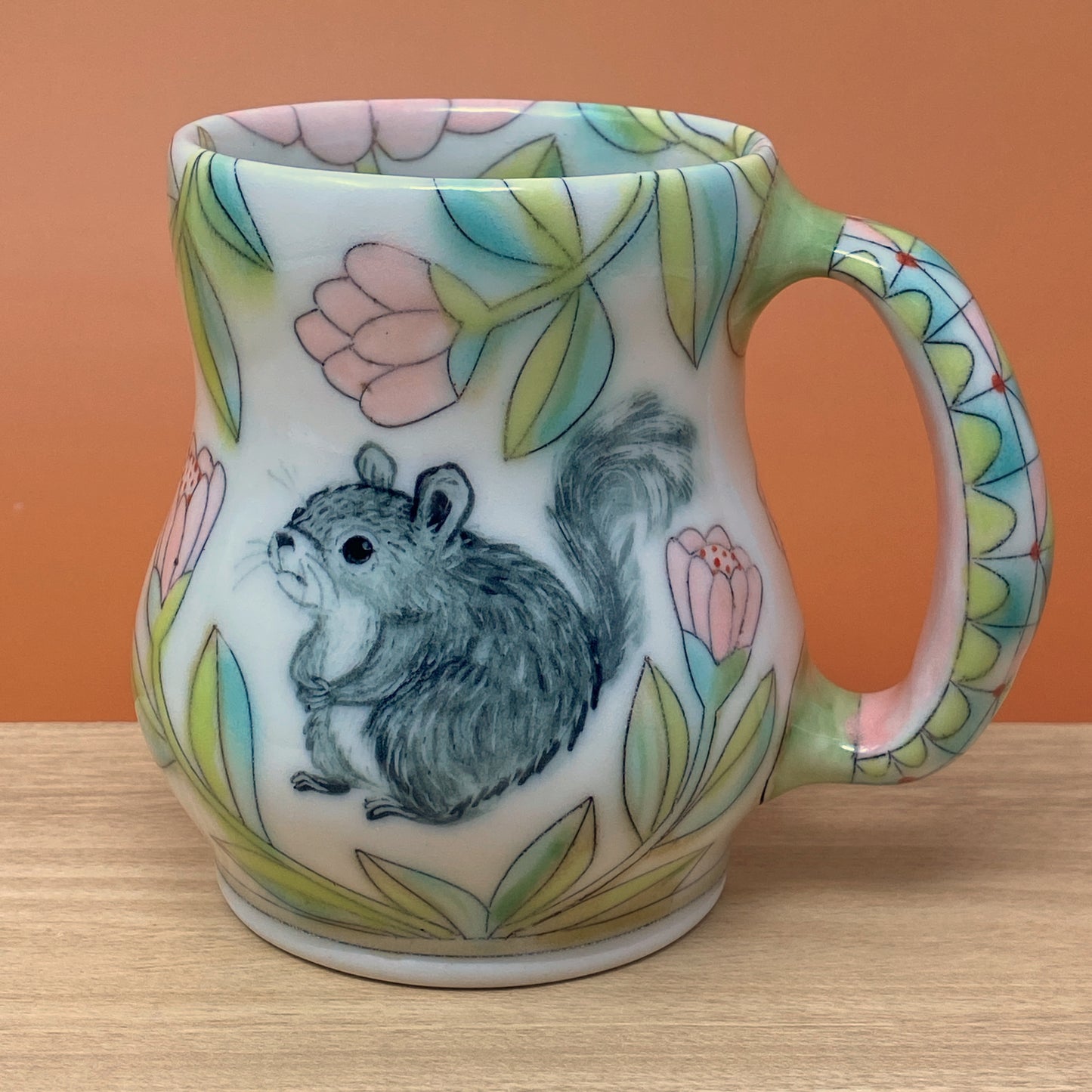 12_14oz Mug:Squirrel, Florals