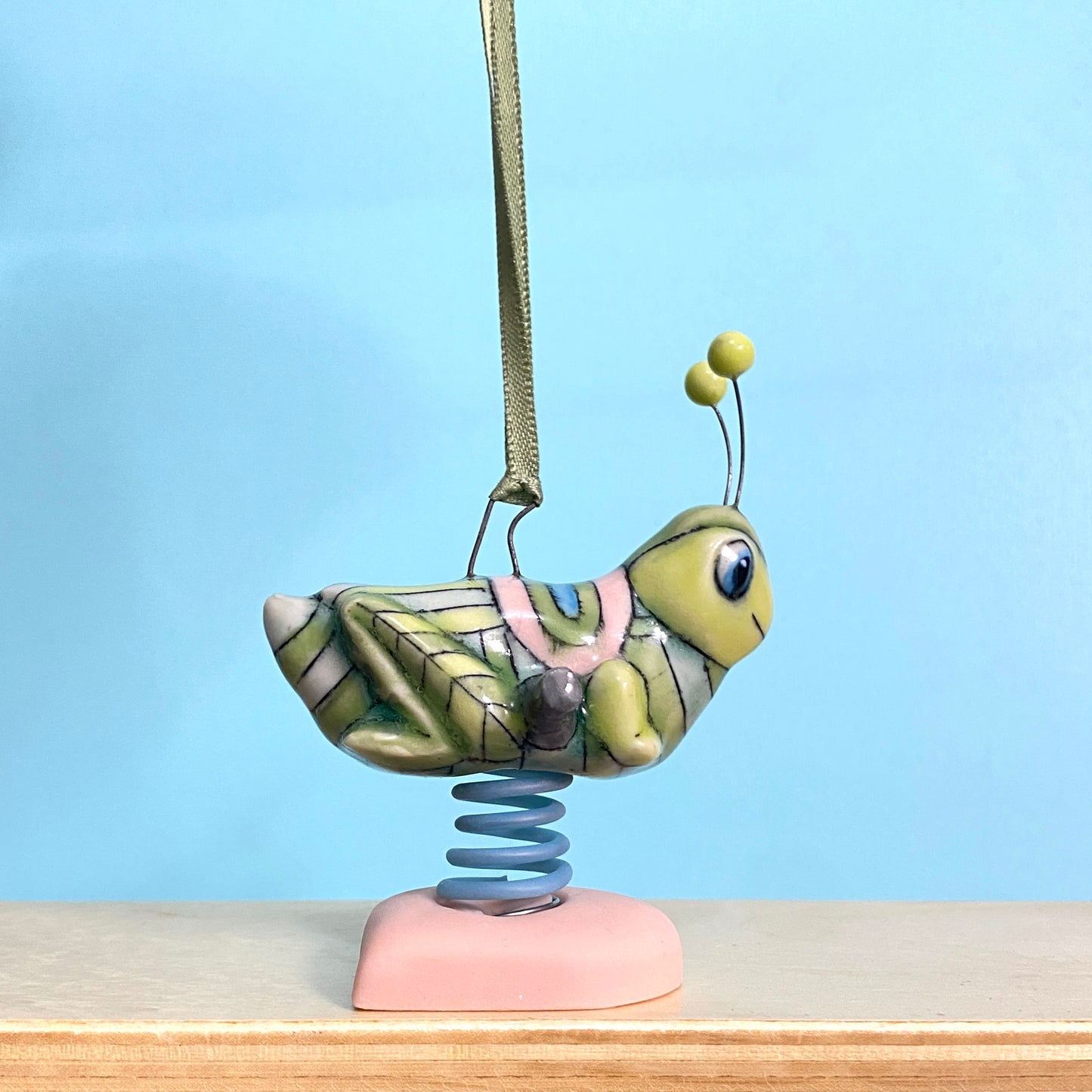 58D Grasshopper Spring Rider Ornament