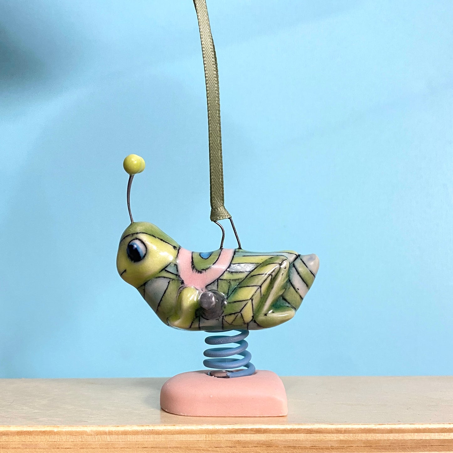 58D Grasshopper Spring Rider Ornament